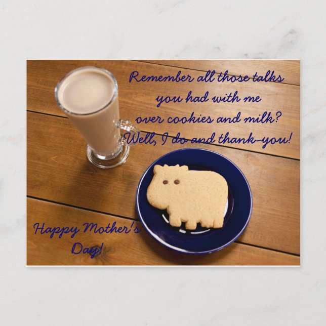 Mother's Day Cookies And Milk Postcard (Front)