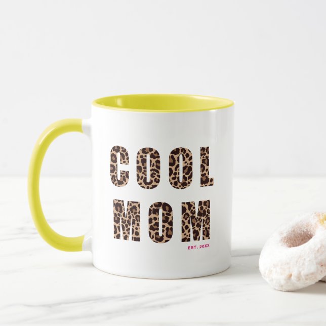 Mother's Day Cool Mum Leopard Print Year  Mug (With Donut)