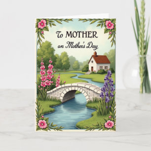 Mothers Day Cottage Scene Card
