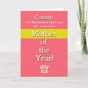 Mother's Day Cousin Humour Mother of the Year Card