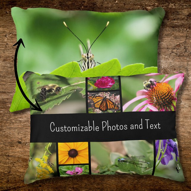 Mother's Day Create Your Own Photo Collage Black Decorative Cushion (Creator Uploaded)