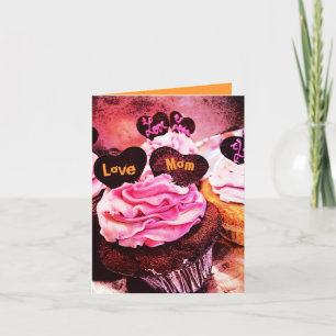 Mother's Day Cupcake Love Mom Orange Card