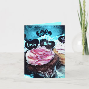 Mother's Day Cupcake Love Mum Blue Card