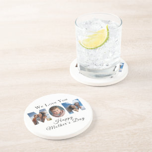 Mothers Day Custom 3 Photo Collage Coaster