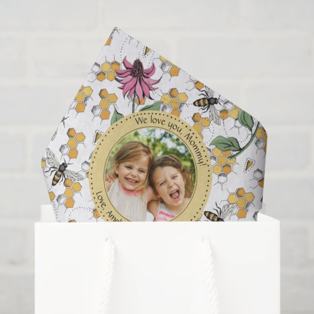 Mothers Day Custom Kids Photo Royal Queen Bee Tissue Paper (Gift Bag)