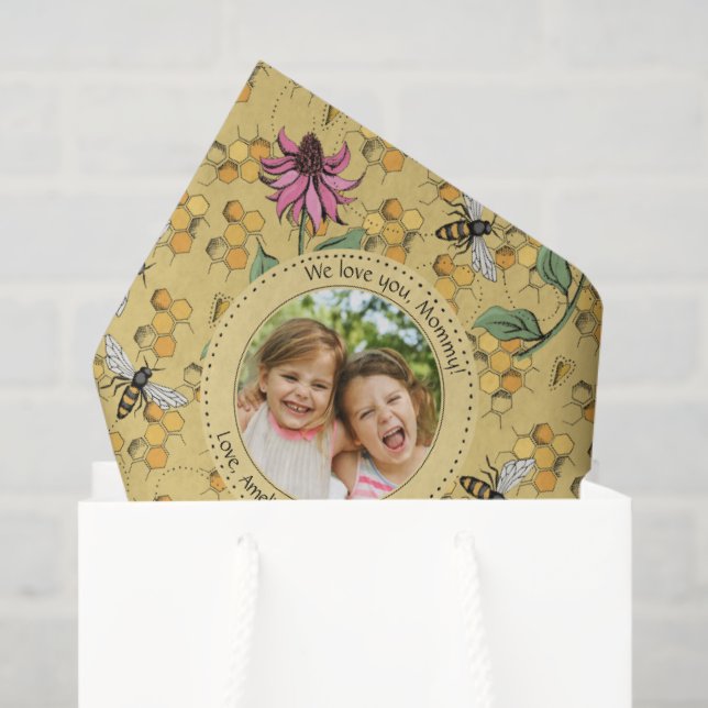 Mothers Day Custom Kids Photo Royal Queen Bee Tissue Paper (Gift Bag)