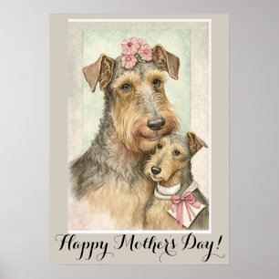 Mothers day Cute Airedale Terrier Dog Mum Poster