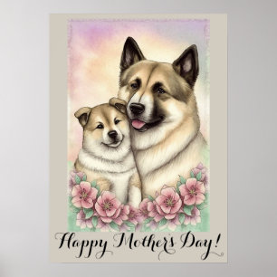 Mothers day Cute American Akita Dog Mum Poster