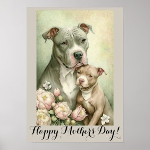 Mothers day Cute American Pit Bullterier Dog Mum Poster