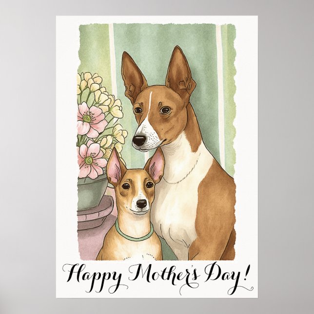 Mothers day Cute Basenji Dog Mum Poster (Front)