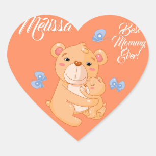 Mother's Day Cute Bears. Heart Sticker