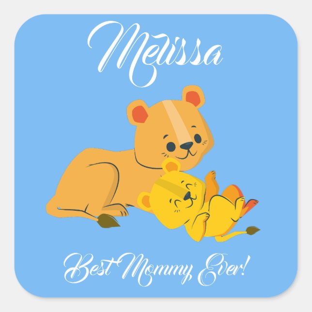 Mother's Day Cute Lions.  Square Sticker (Front)