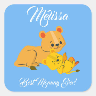 Mother's Day Cute Lions.  Square Sticker