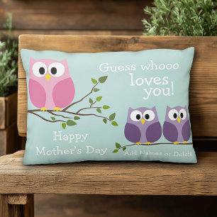 Mothers Day - Cute Owls Decorative Cushion