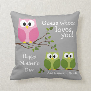 Mothers Day - Cute Owls - Whooo loves you Cushion