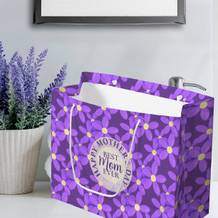 Mother's Day Cute Purple Flowers Large Gift Bag