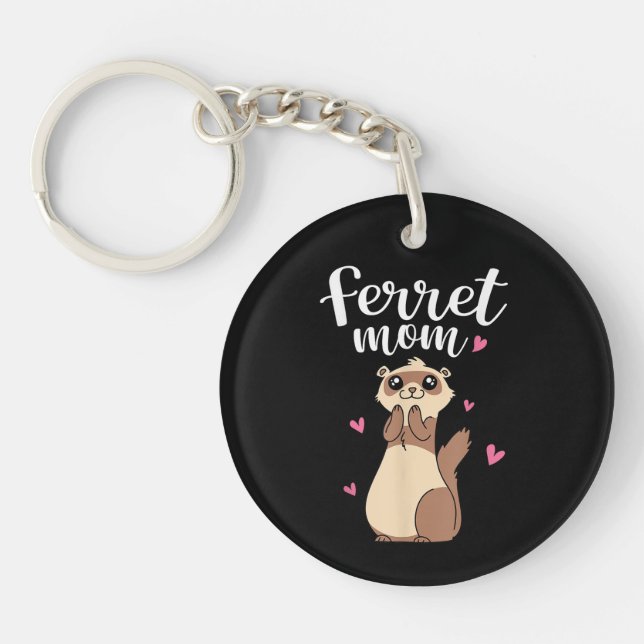 Mother's Day Cute Women Weasel Ferret Mum Key Ring (Front)