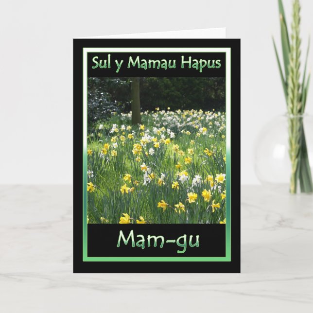 Mother's Day, Daffodil, Welsh Language Card (Front)