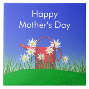 Mothers Day Daisies and Watering Can Tile