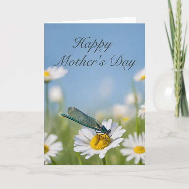 Mothers Day Daisy Dragonfly Card (Front)