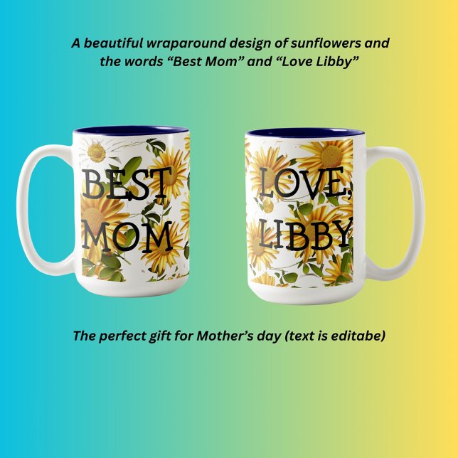 Mother's Day Daisy Pattern  Two-Tone Coffee Mug (Creator Uploaded)