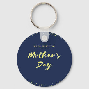 Mother's day dark blue print key ring