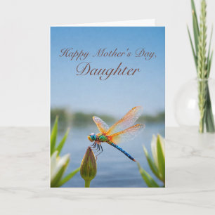 Mothers Day Daughter Dragonfly on Lily Bud Card
