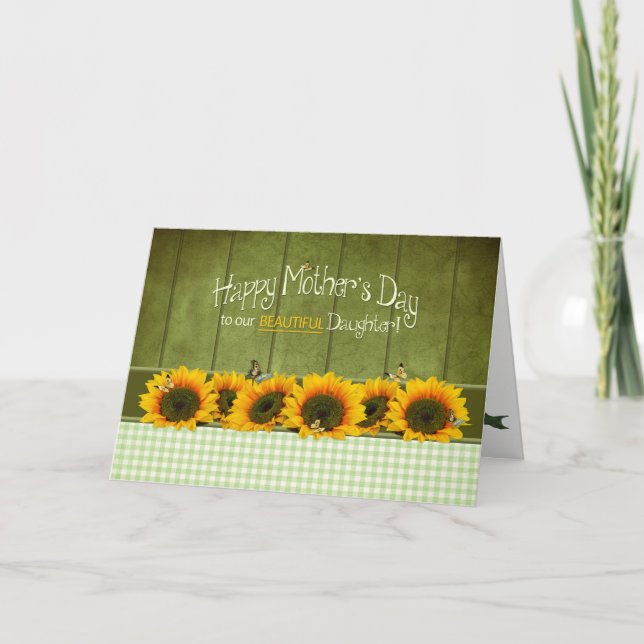 Mother's Day - Daughter - Sunflowers & butterflies Card (Front)