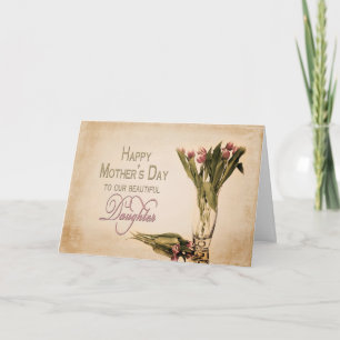 MOTHER'S DAY - DAUGHTER - VINTAGE TULIPS CARD