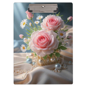 Mothers day Delicate pink roses and white daisies Clipboard