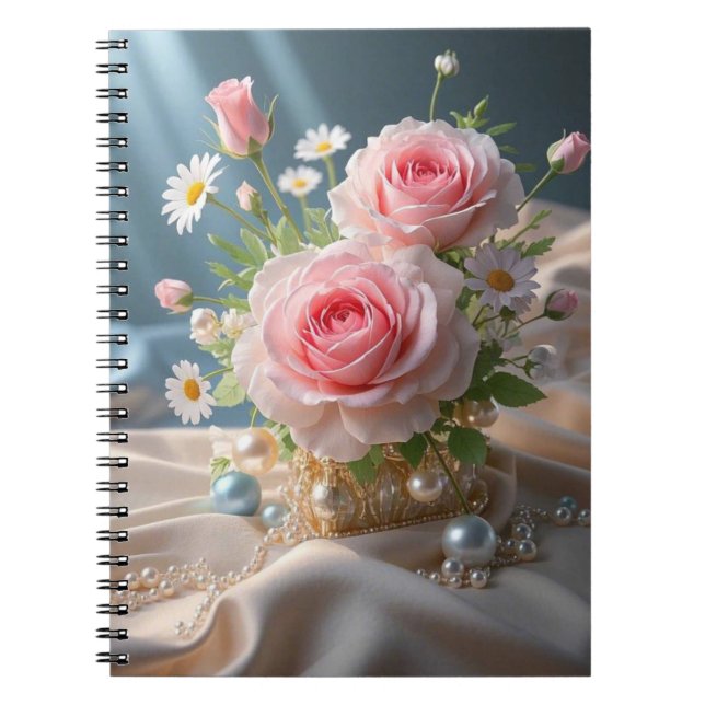 Mothers day Delicate pink roses and white daisies  Notebook (Front)