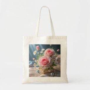 Mothers day Delicate pink roses and white daisies Tote Bag