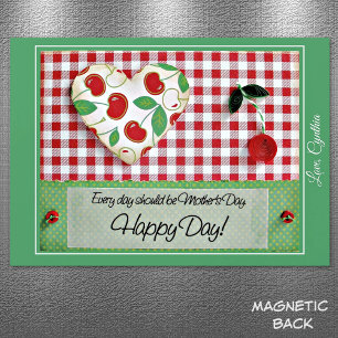 Mothers Day Dimensional Quilled Cherry Magnet Card
