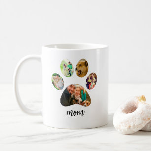 Mothers Day Dog mum   5 Paw Print Photo Collage Coffee Mug