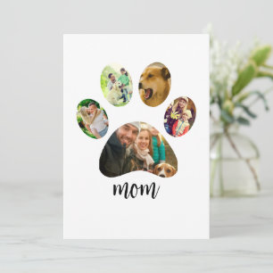 Mothers Day Dog mum   5 Paw Print Photo Collage Holiday Card