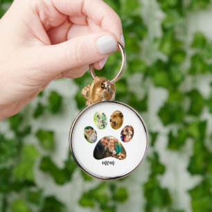 Mothers Day Dog mum   5 Paw Print Photo Collage Key Ring