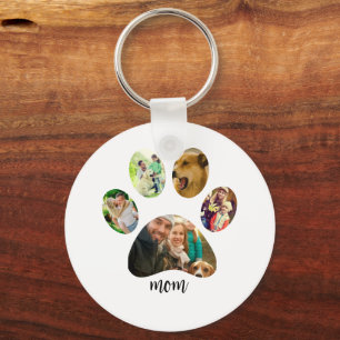 Mothers Day Dog mum   5 Paw Print Photo Collage Key Ring
