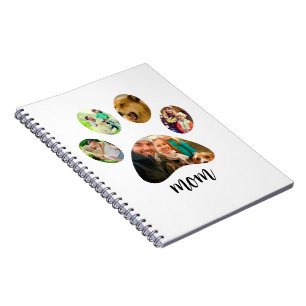 Mothers Day Dog mum 5 Paw Print Photo Collage Notebook