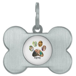 Mothers Day Dog mum 5 Paw Print Photo Collage Pet ID Tag