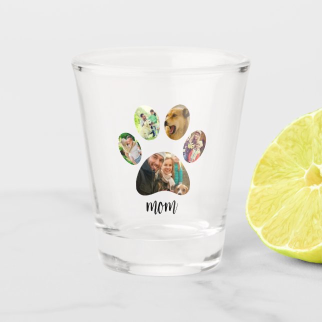 Mothers Day Dog mum | 5 Paw Print Photo Collage Shot Glass (Front)