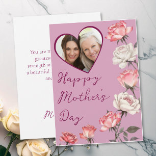 Mother's Day Dusty Rose Heart Frame Photo Card