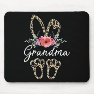 Mother's Day Easter For Grandma Leopard Bunny Flor Mouse Pad