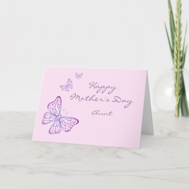 Mother's Day Elegant Garden Butterflies Pink Card (Front)