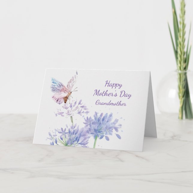 Mother's Day Elegant Garden Butterfy Grandmother Card (Front)
