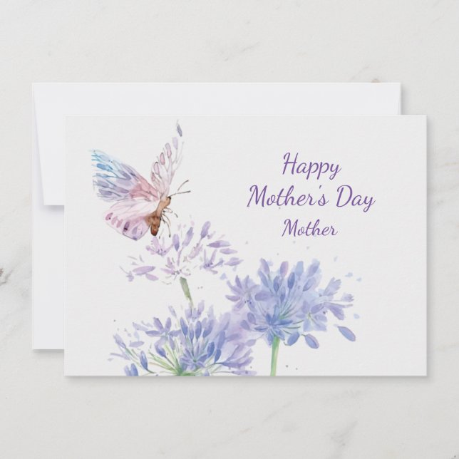Mother's Day Elegant Garden Butterfy Mother Card (Front)