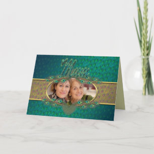 Mother's Day elegant peacock feathers photo cards