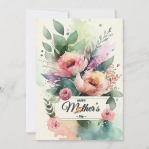 Mothers day Floral botanical holiday card