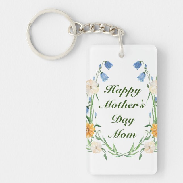 Mother's Day Floral Botanical Rustic Greenery  Key Ring (Front)