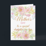Mother's Day Floral Daughter In Law Card<br><div class="desc">A gorgeous blush and pale pink roses jumbo happy Mother's Day card. This watercolor design is the perfect way to wish your daughter or daughter in law a happy mothers day.  Personalise with our own message. Pink and gold coloured typography with soft pink flowers.</div>