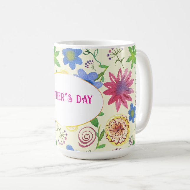 mother's day, floral pattern coffee mug (Front Right)